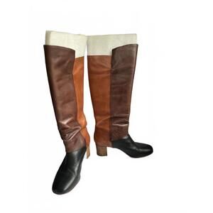 Leifnotes Robyn Boots | Anthropologie Size 9 | Tri-color Leather Knee Boot